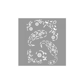Artikel ST-1153 Köşeli Etnik Desen Stencil Tasarımı 30x30 cm Kanvas Tablo