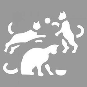 Artikel ST-1170 Oynayan Kediler Stencil Tasarımı 30x30 cm Kanvas Tablo