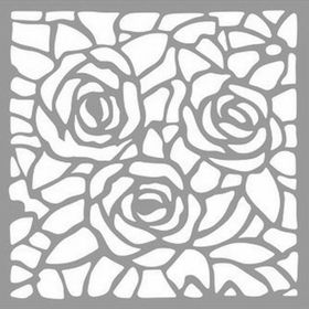 Artikel ST-1174 Güllü Vitray Stencil Tasarımı 30x30 cm Kanvas Tablo