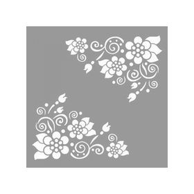 Artikel ST-1181 Spiral Çiçekli Köşe Motifleri Stencil Tasarımı 30x30 cm Kanvas Tablo