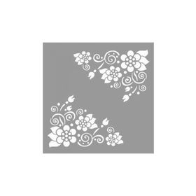 Artikel ST-1181 Spiral Çiçekli Köşe Motifleri Stencil Tasarımı 30x30 cm Kanvas Tablo