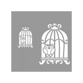 Artikel ST-1183 Kafeste Baykuş Stencil Tasarımı 30x30 cm Kanvas Tablo