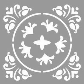 Artikel ST-1186 Daire Damask Desen Stencil Tasarımı 30x30 cm Kanvas Tablo