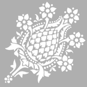 Artikel ST-1232 Kozalak Damask Desen Stencil Tasarımı 30x30 cm Kanvas Tablo