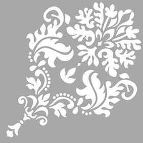Artikel ST-1314 Lillian Damask Motif Stencil Tasarımı 30x30 cm Kanvas Tablo