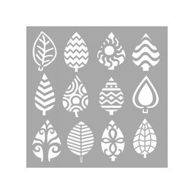 Artikel ST-1339 Desenli Yapraklar Motif Stencil Tasarımı 30x30 cm Kanvas Tablo