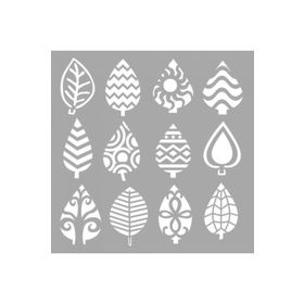 Artikel ST-1339 Desenli Yapraklar Motif Stencil Tasarımı 30x30 cm Kanvas Tablo