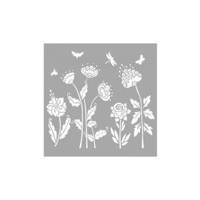 Artikel ST-1341 Jamie Çiçek Motif Stencil Tasarımı 30x30 cm Kanvas Tablo