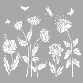 Artikel ST-1341 Jamie Çiçek Motif Stencil Tasarımı 30x30 cm Kanvas Tablo