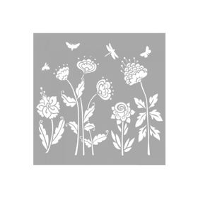 Artikel ST-1341 Jamie Çiçek Motif Stencil Tasarımı 30x30 cm Kanvas Tablo