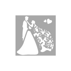 Artikel ST-1545 Lace Gelin ve Damat Stencil Tasarımı 30x30 cm Kanvas Tablo