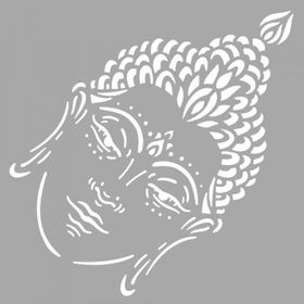 Artikel ST-1568 Buddha Kafası Stencil Tasarımı 30x30 cm Kanvas Tablo