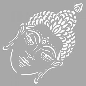 Artikel ST-1568 Buddha Kafası Stencil Tasarımı 30x30 cm Kanvas Tablo