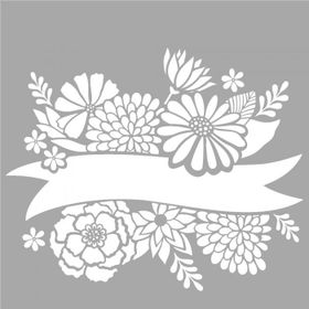 Artikel ST-1575 Zabrina Çiçek Kurdela Stencil Tasarımı 30x30 cm Kanvas Tablo