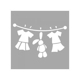 Artikel ST-1587 Yıkanan ve Asılanlar Stencil Tasarımı 30x30 cm Kanvas Tablo