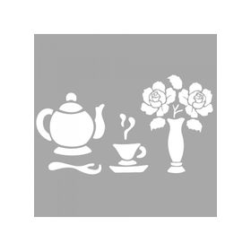 Artikel ST-1592 Jenica Çay Takımı Stencil Tasarımı 30x30 cm Kanvas Tablo
