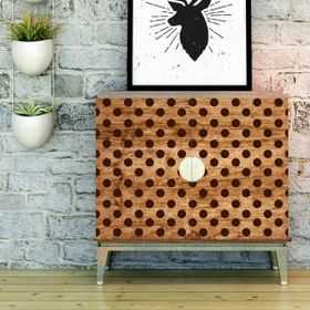 Artikel ST-206 Polka Dot Stencil Tasarımı 30x30 cm Kanvas Tablo