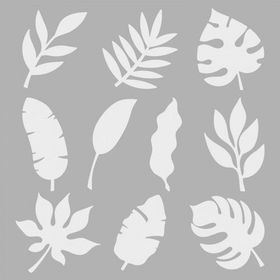 Artikel ST-229 Tropikal Karmaşık Yapraklar Stencil Tasarımı 30x30 cm Kanvas Tablo