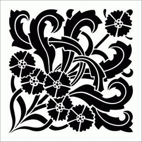 Artikel ST-234 Çini 7 Stencil Tasarımı 30x30 cm Kanvas Tablo
