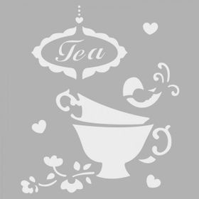Artikel ST-244 Çay Stencil Tasarımı 30x30 cm Kanvas Tablo