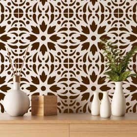 Artikel ST-340 Çiçekli Karo Desen Stencil Tasarımı 30x30 cm Kanvas Tablo