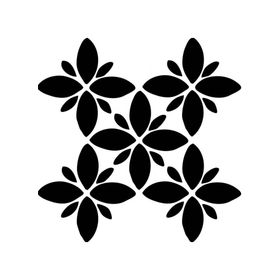 Artikel ST-343 Dört Yapraklı Çiçek Karo Stencil Tasarımı 30x30 cm Kanvas Tablo