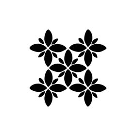 Artikel ST-343 Dört Yapraklı Çiçek Karo Stencil Tasarımı 30x30 cm Kanvas Tablo