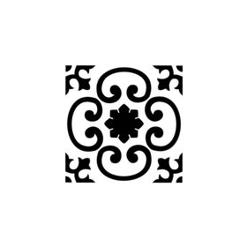 Artikel ST-347 Damask Çiçek Karo Stencil Tasarımı 30x30 cm Kanvas Tablo