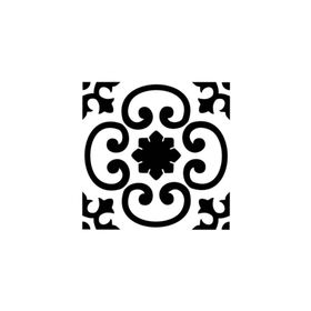 Artikel ST-347 Damask Çiçek Karo Stencil Tasarımı 30x30 cm Kanvas Tablo
