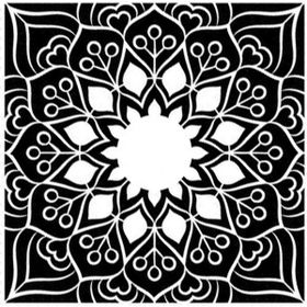 Artikel ST-359 Kare Mandala Stencil Tasarımı 30x30 cm Kanvas Tablo