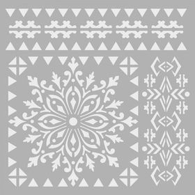 Artikel ST-361 Kare Mandala 2 Stencil Tasarımı 30x30 cm Kanvas Tablo