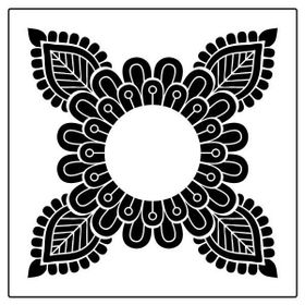 Artikel ST-364 Dört Uçlu Mandala Stencil Tasarımı 30x30 cm Kanvas Tablo