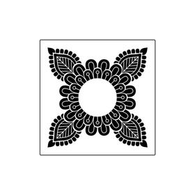 Artikel ST-364 Dört Uçlu Mandala Stencil Tasarımı 30x30 cm Kanvas Tablo
