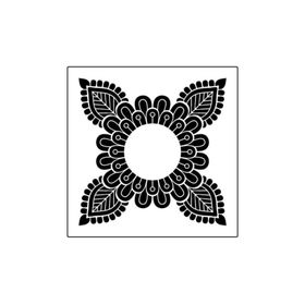 Artikel ST-364 Dört Uçlu Mandala Stencil Tasarımı 30x30 cm Kanvas Tablo