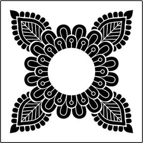 Artikel ST-364 Dört Uçlu Mandala Stencil Tasarımı 30x30 cm Kanvas Tablo