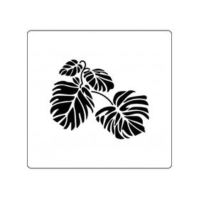 Artikel ST-382 Monstera Yaprakları Stencil Tasarımı 30x30 cm Kanvas Tablo
