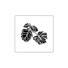 Artikel ST-382 Monstera Yaprakları Stencil Tasarımı 30x30 cm Kanvas Tablo