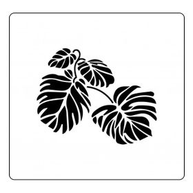 Artikel ST-382 Monstera Yaprakları Stencil Tasarımı 30x30 cm Kanvas Tablo