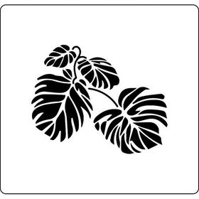 Artikel ST-382 Monstera Yaprakları Stencil Tasarımı 30x30 cm Kanvas Tablo