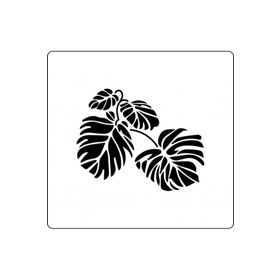 Artikel ST-382 Monstera Yaprakları Stencil Tasarımı 30x30 cm Kanvas Tablo