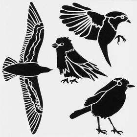 Artikel ST-415 Kuş Türleri Stencil Tasarımı 30x30 cm Kanvas Tablo