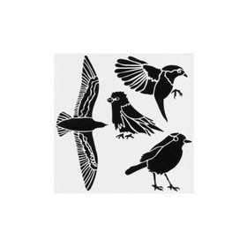 Artikel ST-415 Kuş Türleri Stencil Tasarımı 30x30 cm Kanvas Tablo