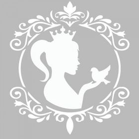 Artikel ST-428 Prenses ve Kuş Stencil Tasarımı 30x30 cm Kanvas Tablo
