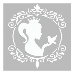 Artikel ST-428 Prenses ve Kuş Stencil Tasarımı 30x30 cm Kanvas Tablo