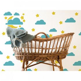 Artikel ST-471 Bulutlu Gece Stencil Tasarımı 30x30 cm Kanvas Tablo