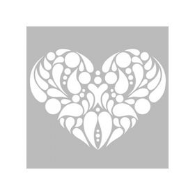 Artikel ST-476 Kalp Damask Stencil Tasarımı 30x30 cm Kanvas Tablo