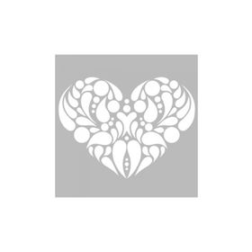 Artikel ST-476 Kalp Damask Stencil Tasarımı 30x30 cm Kanvas Tablo