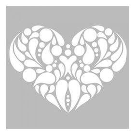 Artikel ST-476 Kalp Damask Stencil Tasarımı 30x30 cm Kanvas Tablo