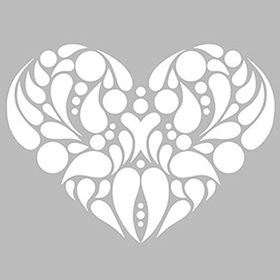 Artikel ST-476 Kalp Damask Stencil Tasarımı 30x30 cm Kanvas Tablo