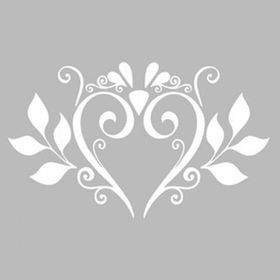 Artikel ST-503 Damask Kalp Desen Stencil Tasarımı 30x30 cm Kanvas Tablo